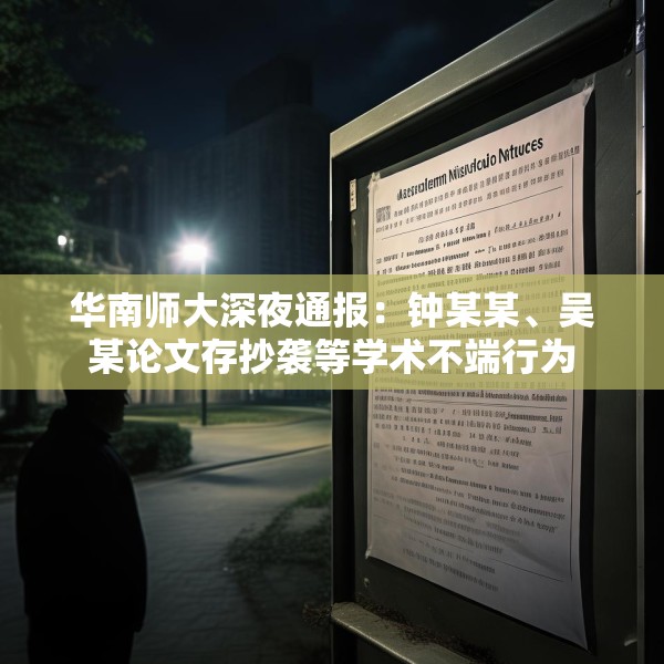 华南师大深夜通报：钟某某、吴某论文存抄袭等学术不端行为