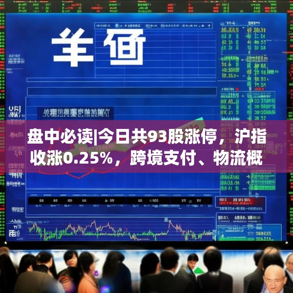 盘中必读|今日共93股涨停，沪指收涨0.25%，跨境支付、物流概念集体走高