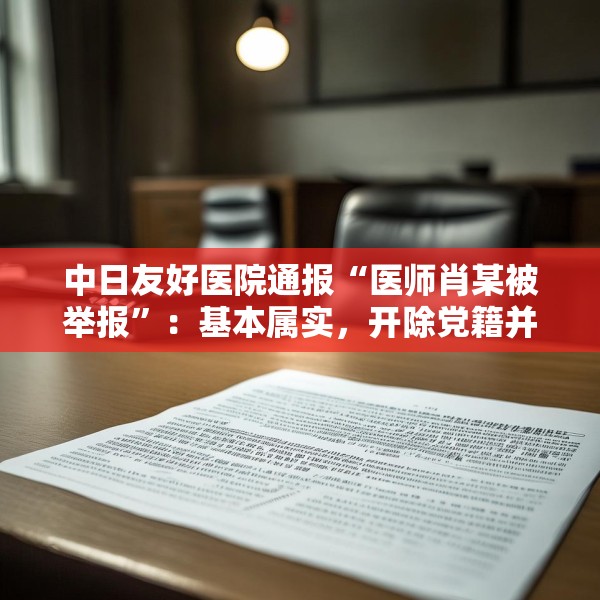 中日友好医院通报“医师肖某被举报”：基本属实，开除党籍并解聘